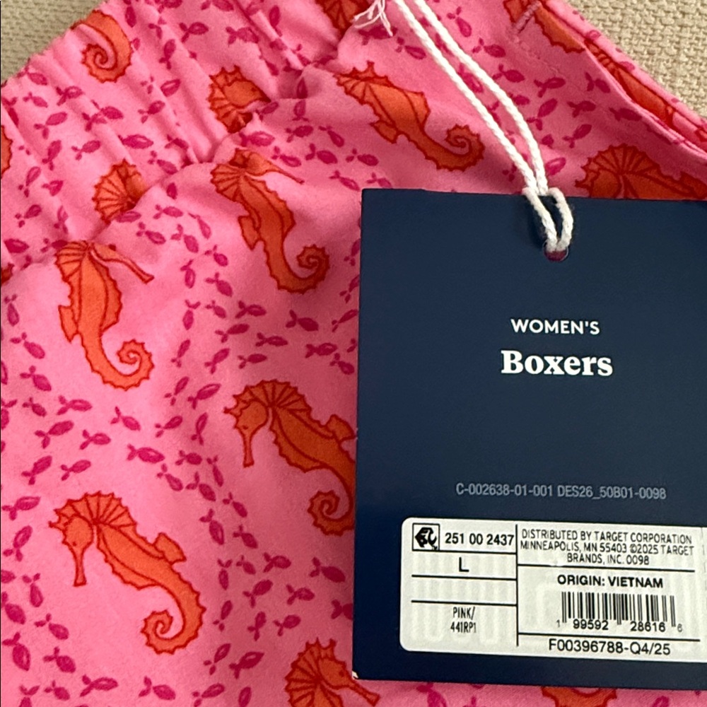 Roller Rabbit x Target Pink and Orange Seahorse Poplin Boxer Shorts L NEW - Picture 3 of 7